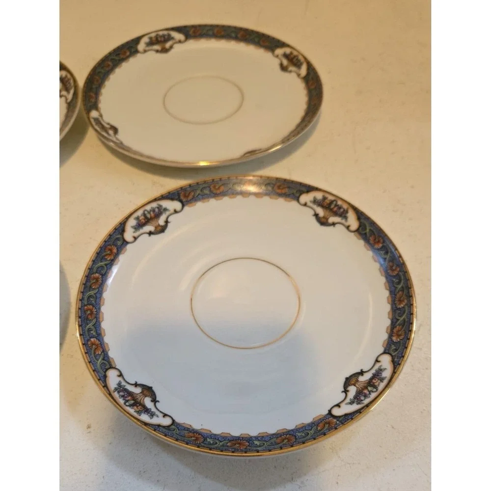 4 Replacement Rosenthal Bavaria Tea Plates Blue Floral & Fruit Basket 5‎ 3/4